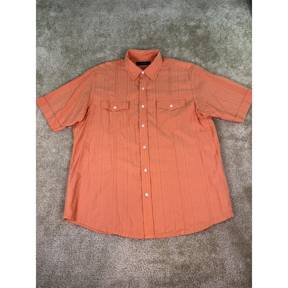 Tasso Elba Shirt Mens Medium Orange Short Sleeve Pockets 100% Cotton C858